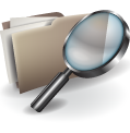 A folder with a magnifying glass over it.